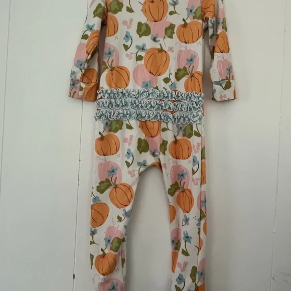 Sweet Honey Girls 4Y Pumpkin Zipper Pajamas Lounge Layette Romper - Picture 9 of 10